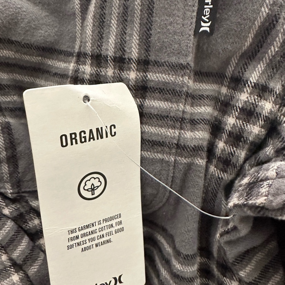 Men’s New Plaid Hurley Long Sleeve Shirt Organic Size Medium M NWT - Picture 4 of 6